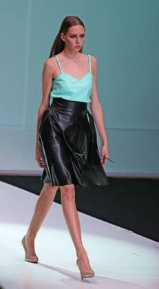 MOSCOW, RUSSIA. OCTOBER 17, 2015. A model showcases clothes during a catwalk show for Eleonora Amosova s collection as part of the Moscow Fashion Week at Gostiny Dvor. Artyom Geodakyan TASS  TS010048