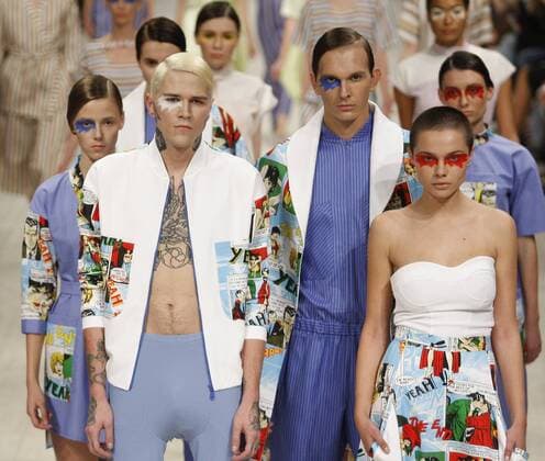 Oct. 18, 2015 - Kiev, Ukraine - A model presents a creation by Ukrainian designer MARYANA STESHENKO during the Ukrainian Fashion Week in Kiev, Ukraine,18 October 2015. The event presents Spring Summer 2016 collections by Ukrainian and international designers from 14 to 20 October. Kiev Ukraine - ZUMAg194
