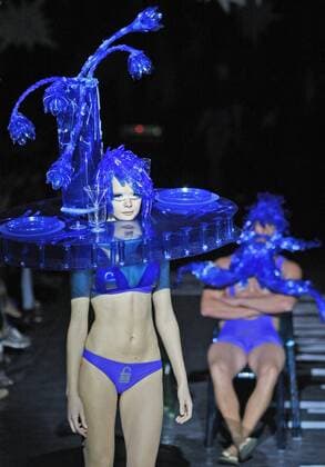 Oct. 18, 2015 - Kiev, Ukraine - A model presents a creation by Ukrainian designer ALEKSEY ZALEVSKIY during the Ukrainian Fashion Week in Kiev, Ukraine, 18 October 2015. The event presents Spring Summer 2016 collections by Ukrainian and international designers from 14 to 20 October. Kiev Ukraine - ZUMAg194