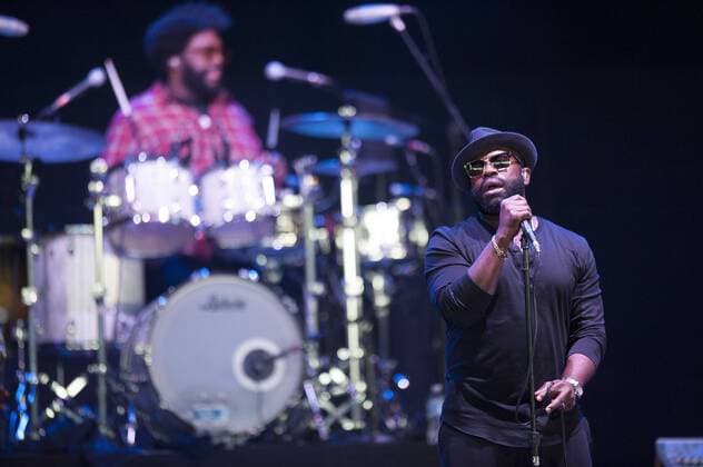 Oct 17, 2015 - Raleigh, North Carolina; USA - Drummer QUESTLOVE and Singer BLACK THOUGHT of the band THE ROOTS performs live as part of the inaugural 2015 American Roots Music and Arts Festival that took place at the Walnut Creek Amphitheatre located in Raleigh. Copyright 2015 Raleigh USA - ZUMAm78_