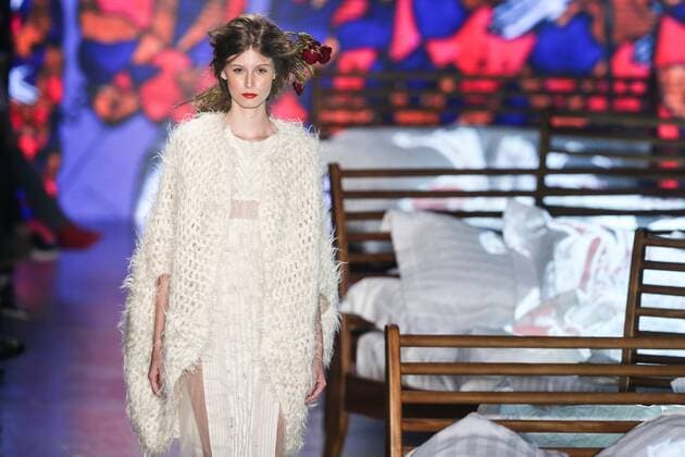 Oct. 19, 2015 - Sao Paulo, Brazil - A model presents a creation by Ronaldo Fraga during the 2016 Winter collection of the Sao Paulo Fashion Week. Sao Paulo Brazil - ZUMAp133