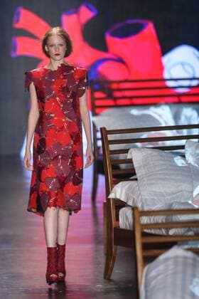 Oct. 19, 2015 - Sao Paulo, Brazil - A model presents a creation by Ronaldo Fraga during the 2016 Winter collection of the Sao Paulo Fashion Week. Sao Paulo Brazil - ZUMAp133