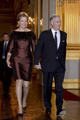 - BRUSSELS, BELGIUM: Queen Mathilde of Belgium and King Philippe - Filip of Belgium pictured during the autumn concert at the Royal Palace, in Brussels, Wednesday 21 October 2015.  DIRKxWAEM 04725479