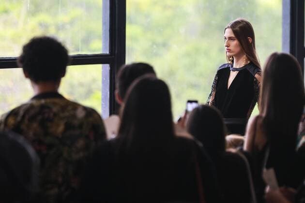 Oct. 21, 2015 - Sao Paulo, Brazil - A model presents creations of Reinaldo Lourenco during the 2016 Winter collection of the Sao Paulo Fashion Week. Sao Paulo Brazil - ZUMAp133