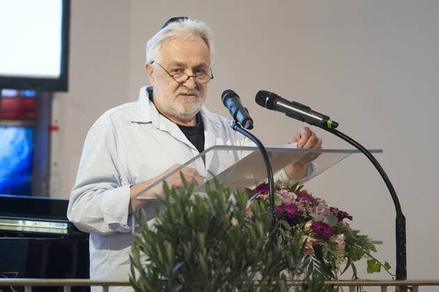 Henryk M. BRODER, Publizist und Autor, Laudator, haelt die Laudatio, Verleihung der Josef Neuberger-Medaille 2015 der juedischen Gemeinde Duesseldorf, 22.10.2015
