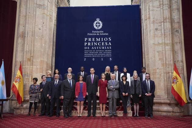 Oct. 23, 2015 - Oviedo, Principado de Asturias, Spain - King Felipe VI of Spain, Queen Letizia of Spain attended an audience with Princesa de Asturias Awards 2015 winners at the Reconquista Hotel on October 23, 2015 in Oviedo, Spain. Oviedo Spain  - ZUMAg15_