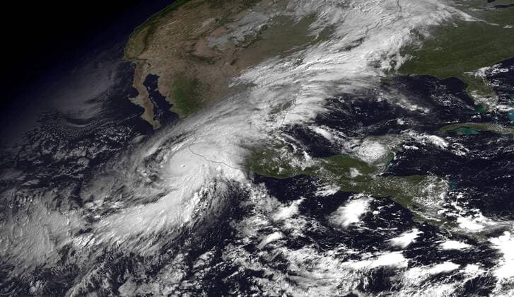 This NOAA satellite image taken on October 23, 2015 shows the eye of Hurricane Patricia on October 23, 2015. Patricia has became the most powerful hurricane ever measured in the Western Hemisphere on Friday with maximum sustained winds reached an 200 mph. Patricia is expected to make landfall in Mexico later this evening.  WAX20151023302 NOAA