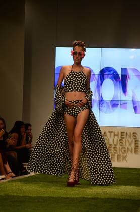 Oct. 23, 2015 - Athens, Greece - A model wears creation of fashion designer Leon. Fashion designers present their creations as part of the 18th Athens Xclusive Designers Week fashion event in Athens. Athens Greece - ZUMAp133