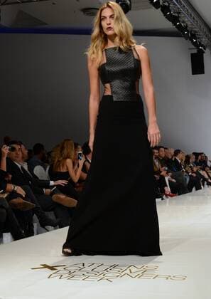 Oct. 23, 2015 - Athens, Greece - A model wears creation of Kathy Heyndels. Fashion designers present their creations during the 18th Athens Xclusive Designers Week Fashion event in Athens. Athens Greece - ZUMAp133