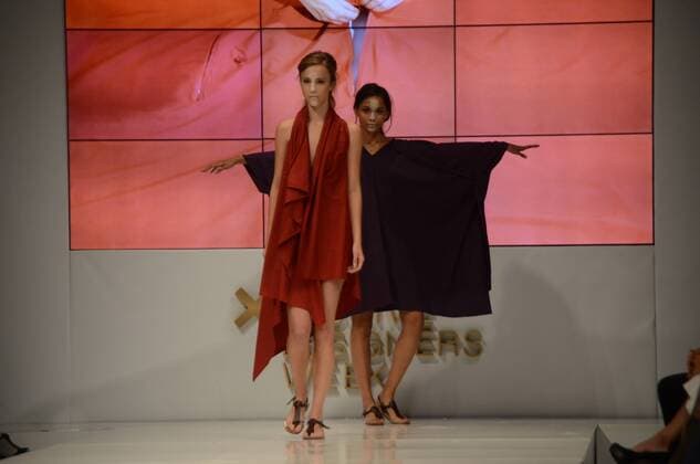 Oct. 23, 2015 - Athens, Greece - A model wears a creation of Eleni Kyriakou. Fashion designers present their creations as part of the 18th Athens Xclusive Designers Week fashion event in Athens. Athens Greece - ZUMAp133
