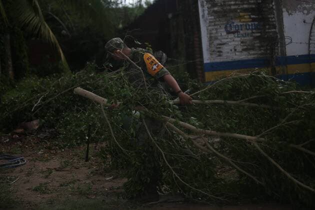 Oct. 24, 2015 - Jalisco, Mexico - Damages in Punta Perula, Jalisco, Mexico, on October 24, 2015 after Hurricane Patricia...Residents of rural areas near Jalisco have seen heavy flooding that has ravaged crops and torn the roofs off several produce stands and homes. Jalisco Mexico  - ZUMAn230