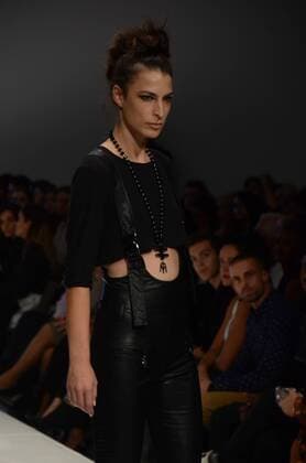 Oct. 24, 2015 - Athens, Greece - A model wears a creation of Tassos Mitropoulos fashion designer. Fashion designers present their creations as part of 2nd Day of the 18th Athens Xclusive Designers Week fashion event in Athens. Athens Greece - ZUMAp133