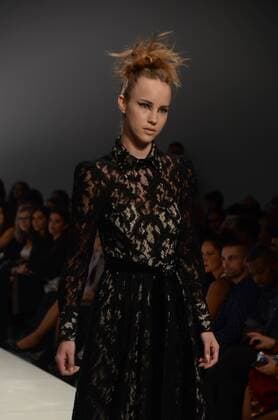 Oct. 24, 2015 - Athens, Greece - A model wears a creation of Tassos Mitropoulos fashion designer. Fashion designers present their creations as part of 2nd Day of the 18th Athens Xclusive Designers Week fashion event in Athens. Athens Greece - ZUMAp133