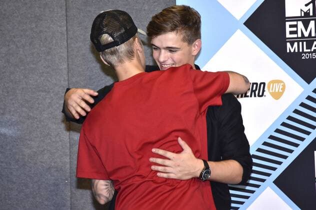 Justin Bieber und Martin Garrix bei der Verleihung der MTV Europe Music Awards 2015 im Mediolanum Forum. Mailand, 25.10.2015 Foto:xA.xHübnerx xFuturexImage
