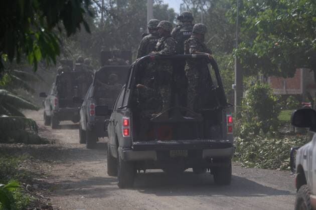 Oct. 25, 2015 - Mexico - The military roving after the hurricane Patricia hit Michoacan s coast. Hurricane Patricia hit the southwestern Mexico and Categorized as storm 5, bringing lashing rains, surging seas and cyclonic winds hours after it peaked, it is one of the strongest storms ever recorded. Mexico - ZUMAp133