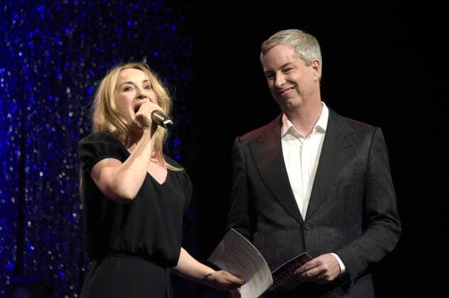 Katharine Mehrling und Thomas Hermanns bei der Verleihung des Deutschen Musical Theater Preises 2015 im TIPI am Kanzleramt. Berlin, 26.10.2015 Foto:xFredericx xFuturexImage