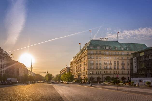 Germany, Berlin, Hotel Adlon at Pariser Platz during Sunrise  NKF000406
