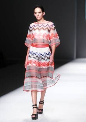 BEIJING, CHINA - OCTOBER 28: (CHINA OUT) A model showcases designs on the runway at OUDIFU & oudifufay Collection during the Mercedes-Benz China Fashion Week Spring Summer 2016 at Beijing Hotel on October 28, 2015 in Beijing, China.  CFP475027359