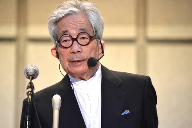 June 12, 2014 - Tokyo, Japan - Japanese Nobel literature prize winner Kenzaburo Oe makes a speech at National signature, presentation meeting not to let you fight in Tokyo June 12, 2014.  - ZUMAn23
