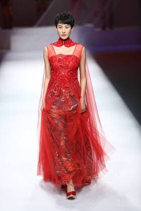 BEIJING, CHINA - OCTOBER 29: (CHINA OUT) A model showcases designs on the runway at GaryWat Qu Tingnan Collection during the Mercedes-Benz China Fashion Week Spring Summer 2016 at Beijing Hotel on October 29, 2015 in Beijing, China.  CFP475107431