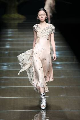 BEIJING, CHINA - OCTOBER 29: (CHINA OUT) A model showcases designs on the runway at 95 Secret Deng Zhaoping Collection during the Mercedes-Benz China Fashion Week Spring Summer 2016 at Beijing Hotel on October 29, 2015 in Beijing, China.  CFP475107121