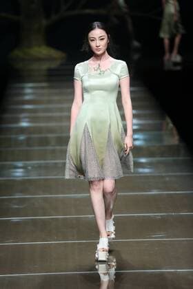 BEIJING, CHINA - OCTOBER 29: (CHINA OUT) A model showcases designs on the runway at 95 Secret Deng Zhaoping Collection during the Mercedes-Benz China Fashion Week Spring Summer 2016 at Beijing Hotel on October 29, 2015 in Beijing, China.  CFP475107122