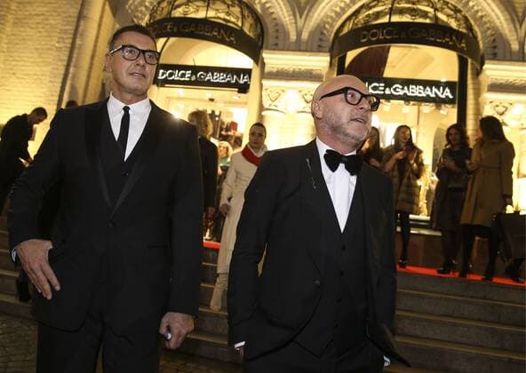 MOSCOW, RUSSIA. OCTOBER 29, 2015. Fashion designers Domenico Dolce (R) and Stefano Gabbana attend the We Love Moscow event marking the opening of a new Dolce & Gabbana store in Tretyakovsky Proyezd Street. Sergei Bobylev TASS  TS010E2F