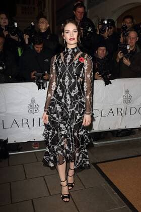 Harpers Bazaar Women of the Year Awards 2015 London, UK. Lily James at Harpers Bazaar Women of the Year Awards at Claridges, London on November 3rd 2015. LMK73-58657-041115 