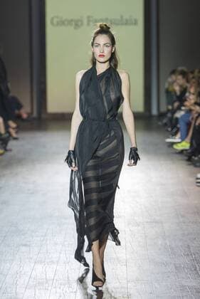 (151108) -- TBILISI, Nov. 8, 2015 -- A model presents a creation of Giorgi Pantsulaia during the Mercedes Benz Fashion Week in Tbilisi, capital of Georgia, on Nov 8, 2015. ) GEORGIA-TBILISI-FASHION WEEK-PANTSULAIA GiorgixInduashvili 