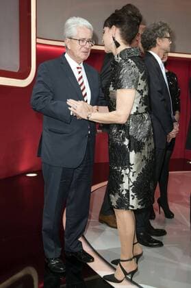 Frank Elstner und Anna Maria Kaufmann bei der Verleihung des Goldenen Lenkrads 2015 im Berliner Axel-Springer-Haus. Berlin, 10.11.2015 Foto:xFredericx xFuturexImage
