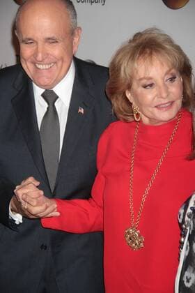May 14, 2014 - New York, New York, U.S. - RUDY GIULIANI,BARBARA WALTERS.at celebration of Barbara Walters cocktailÃ¢â‚¬Å¡ÃƒžÃ‚Â®reception red-carpet at Four Season Restaurant 5-14-2014.Photo by Photo 2014. - ZUMAba9