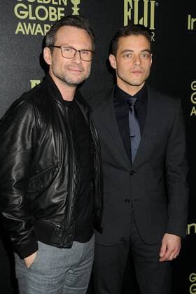17 November 2015 - West Hollywood, California - Christian Slater, Rami Malek. Hollywood Foreign Press Association and InStyle Celebrate The 2016 Golden Globe Award Season held at Ysabel.  ByronxPurvis AdMedia