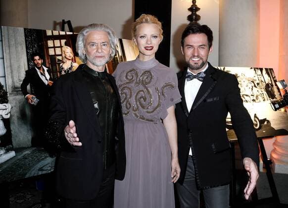 Dr. Hermann Buehlbecker, Franziska Knuppe, Tobey Wilson bei der Exclusiven Vernissage des LAMBERTZ FINE ART Kalenders 2016 - La Dolce Vita im Hotel de Rome, Berlin. 17.11.2015