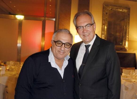 Ufuk Sevinc, Juergen Christian Michael Mertens bei der Exclusiven Vernissage des LAMBERTZ FINE ART Kalenders 2016 - La Dolce Vita im Hotel de Rome, Berlin. 17.11.2015