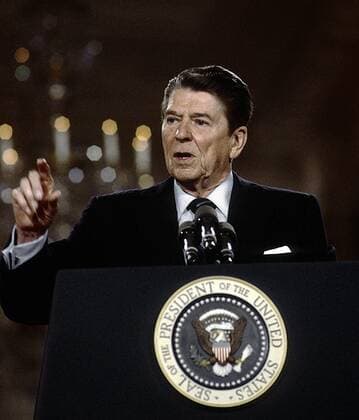 May 8, 2015 - Washington, District of Columbia, United States of America - Washington DC. 6-11-1986.President Ronald Reagan during his 37th news conference in the East Room of the White House..Credit: Washington United States of America - ZUMAr142