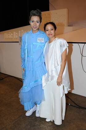 HONG KONG, CHINA - NOVEMBER 18: (CHINA OUT) Singer and actress Karena Lam, singer Hins Cheung receive interviews after performing in the musical play Music Is Live on November 18, 2015 in Hong Kong, China.  CFP476061429