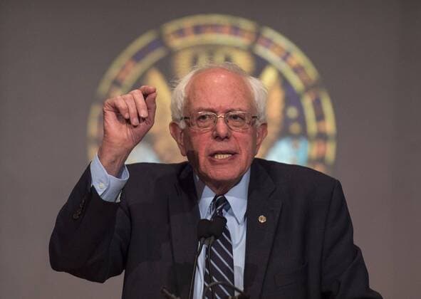 Presidential hopeful Sen. Bernie Sanders (I-VT) speaks on Democratic Socialism as he outlines his presidential agenda at Georgetown University in Washington, D.C. on November 19, 2015. Sanders spoke about the widening income gap, America s high prison population and higher education.  WAP20151119312 KEVINxDIETSCH