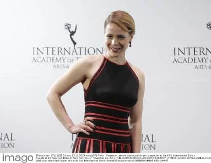 Presenter Leandra Leal stands in the pressroom at the 43rd International Emmy Awards at the New York Hilton in New York City on November 23, 2015.  NYP20151123162 JOHNxANGELILLO