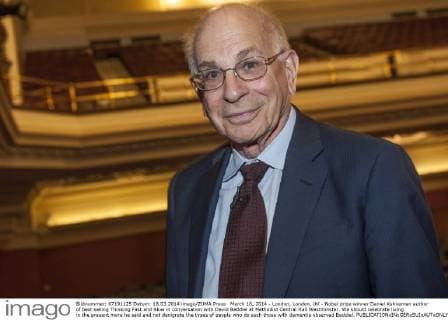 March 18, 2014 - London, London, UK - Nobel prize winner Daniel Kahneman author of best selling Thinking Fast and Slow in conversation with David Baddiel at Methodist Central Hall Westminster. We should celebrate living in the present more he said and not denigrate the types of people who do such those with dementia observed Baddiel. - ZUMAz91