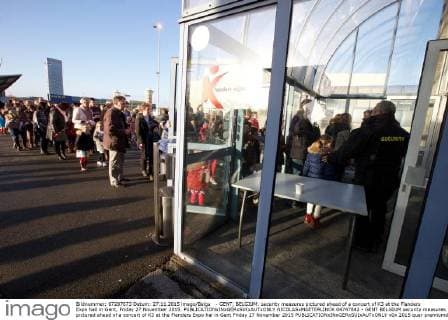 - GENT, BELGIUM: security measures pictured ahead of a concert of K3 at the Flanders Expo hall in Gent, Friday 27 November 2015.  NICOLASxMAETERLINCK 04747842