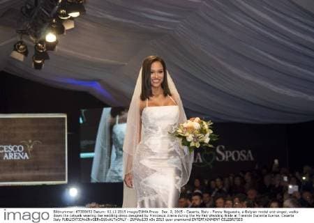Dec. 2, 2015 - Caserta, Italy - Fanny Neguesha, a Belgian model and singer, walks down the catwalk wearing the wedding dress designed by Francesco Arena during the My Fair Wedding Bride at Trentola Ducenta Aversa. Caserta Italy - ZUMAp133
