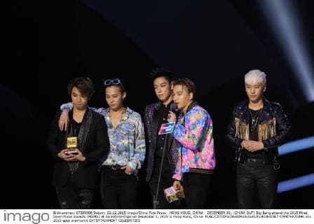 HONG KONG, CHINA - DECEMBER 02: (CHINA OUT) Big Bang attend the 2015 Mnet Asian Music Awards (MAMA) at AsiaWorld-Expo on December 2, 2015 in Hong Kong, China.  CFP476670396