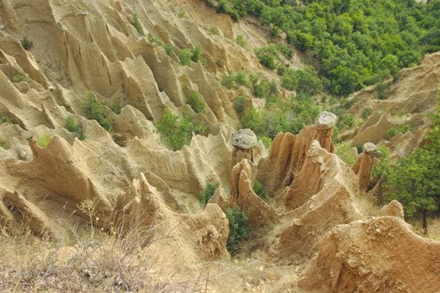 Pyramiden von Stob, Bulgarien, Kapatishkiya, Naturpark Rila-Kloster sandstone pyramids of Stob, Bulgaria, Kapatishkiya, Naturpark Rila-Kloster BLWS411365 Copyright: xblickwinkel F.xNeukirchenx