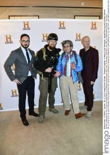 Emanuel Rotstein, Friedrich Fritz Meinecke, Wigald Boning und Andreas Weinek bei der Präsentation der Programmhighlights und Eigenproduktionen 2016 der TV-Sender HISTORY und A&E im Restaurants Gandl. München, 08.12.2015 Foto:xP.xSchönbergerx xFuturexImage
