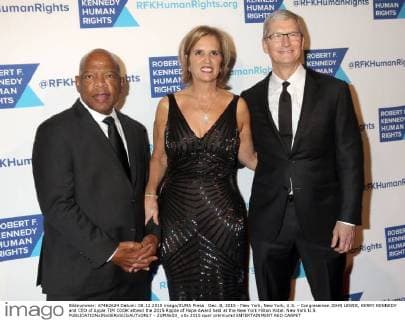 Dec. 8, 2015 - New York, New York, U.S. - Congressman JOHN LEWIS, KERRY KENNEDY and CEO of Apple TIM COOK attend the 2015 Ripple of Hope Award held at the New York Hilton Hotel. New York U.S. - ZUMAk03_