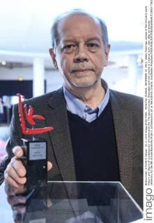 MOSCOW, RUSSIA. DECEMBER 10, 2015. Valery Podoroga, winner of the Scholarly work. History and theory of contemporary art nomination for The second screen. Eisenstein and the cinema of violence work, seen after an awards ceremony for the 9th annual Kandinsky Prize in contemporary art at the Udarnik Cinema. Vyacheslav Prokofyev TASS  TS013885