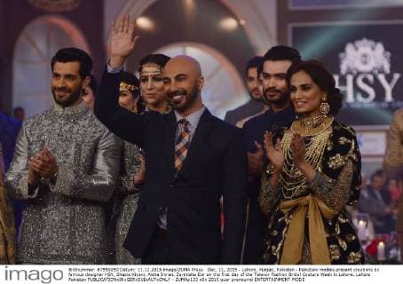 Dec. 11, 2015 - Lahore, Punjab, Pakistan - Pakistani models present creations by famous designer HSY, Shazia Kiyani, Aisha Imran, Zarmisha Dar on the first day of the Telenor Fashion Bridal Couture Week in Lahore. Lahore Pakistan - ZUMAp133