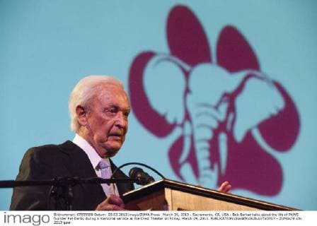 March 29, 2013 - Sacramento, CA, USA - Bob Barker talks about the life of PAWS founder Pat Derby during a memorial service at the Crest Theater on Friday, March 29, 2013. - ZUMAs76