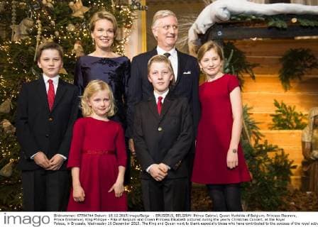 - BRUSSELS, BELGIUM: Prince Gabriel, Queen Mathilde of Belgium, Princess Eleonore, Prince Emmanuel, King Philippe - Filip of Belgium and Crown Princess Elisabeth pictured during the yearly Christmas Concert, at the Royal Palace, in Brussels, Wednesday 16 December 2015. The King and Queen want to thank especially those who have contributed to the success of the royal activities throughout 2015.  LAURIExDIEFFEMBACQ 04759248