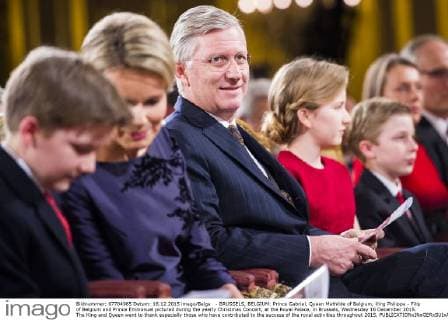 - BRUSSELS, BELGIUM: Prince Gabriel, Queen Mathilde of Belgium, King Philippe - Filip of Belgium and Prince Emmanuel pictured during the yearly Christmas Concert, at the Royal Palace, in Brussels, Wednesday 16 December 2015. The King and Queen want to thank especially those who have contributed to the success of the royal activities throughout 2015.  LAURIExDIEFFEMBACQ 04759258